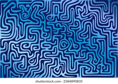 Abstract design with curvy lines in shades of blue on a gradient background