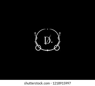 Abstract Design D Letter Modern Rounded Circle Swirl Decoration Monogram Logo