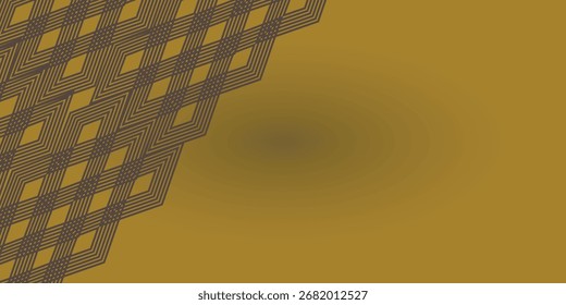 Diseño Abstractas con líneas oscuras que crean un patrón de diamante repetitivo sobre un fondo de oro apagado.