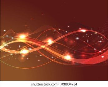 Abstract design with decoration from glowing lines with magic effect on blurred background vector illustration