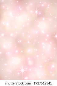 Abstract design with defocused background. Pink pastel gentle backdrop blur bokeh. Dreamy blurred backdrop. Vertical background blurry and lights effect. Soft lighting, blinking stars, sparks. Vector