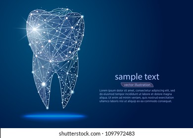 abstract design dental dental clinic, logo low poly wireframe. Vector abstract polygonal image mash line and point. Digital graphics illustration