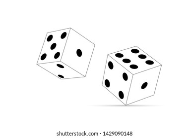 Abstract design of dice in flight. The concept of casino gambling. Gray lines, shapes and points.