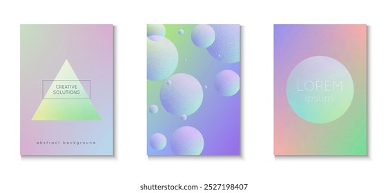 Abstract Design. Digital Poster. Futuristic Galaxy Template. Grainy 3d Background. Purple Texture Holographic Set. Hipster Placard. Minimal Poster. Pink Abstract Design