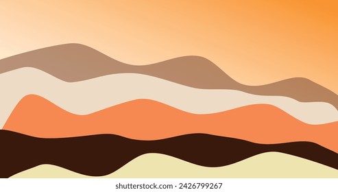 Abstract design with dominant orange coloring with nuances of mountain sunsets or ocean waves. Can be used as various design backgrounds or just wallpaper.