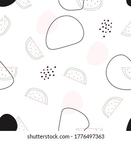 Abstraktes Design und doodle Wassermelone Slip mit Knochen auf dem Hintergrund nahtlose Muster Tapete . Vektorgrafik	