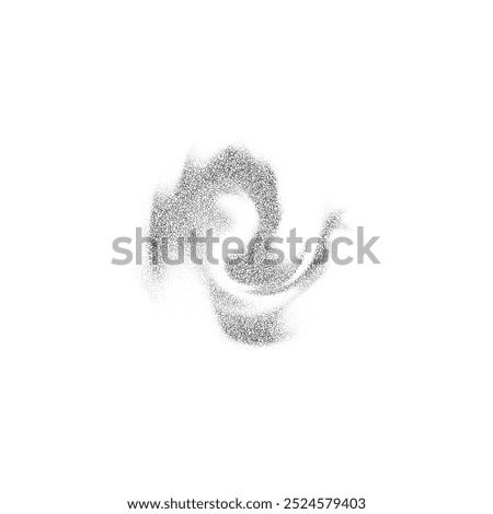 Abstract design with dotted and grainy textures in black and white. Vintage elements and random inclusions create depth on a white background.