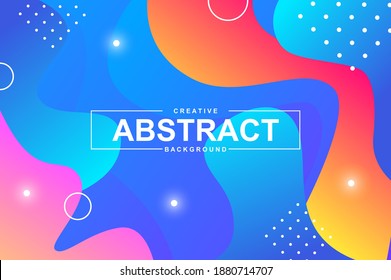 Abstract design with dynamic liquid shapes. Colorful fluid style background for landing page, web banner, wallpaper. Bright composition with gradients, wavy pattern with header vector Illustration.