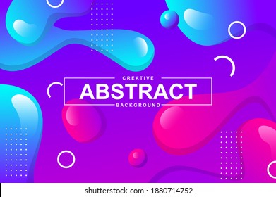 Abstract design with dynamic liquid shapes. Colorful fluid style background for landing page, web banner, wallpaper. Bright composition with gradients, wavy pattern with header vector Illustration.