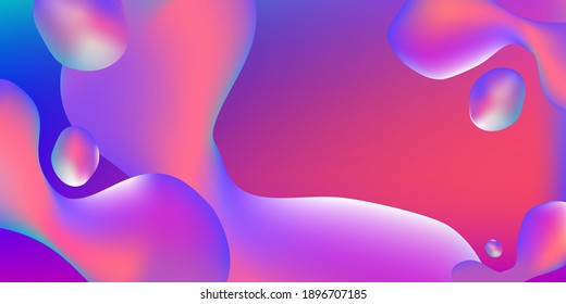 Abstract design with dynamic liquid shapes. Colorful fluid style background for landing page, web banner, wallpaper. Bright composition with gradients vector Illustration.