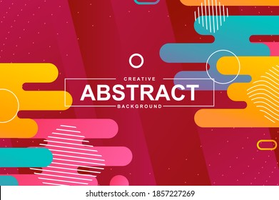 Abstract design with dynamic shapes in memphis style. Colorful creative background for landing page, placard, banner or wallpaper. Minimal composition, flat backdrop with header vector Illustration.
