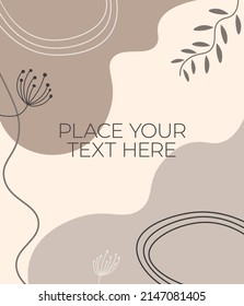 Abstract Design in Earthy Tones with Botanical Art