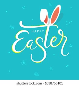 Abstract design of Easter Celebration 2018 , editable vector illustration composed of easter elements like bunny, carrots , egg and text of happy easter