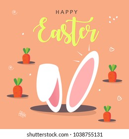 Abstract design of Easter Celebration 2018 , editable vector illustration composed of easter elements like bunny, carrots , egg and text of happy easter