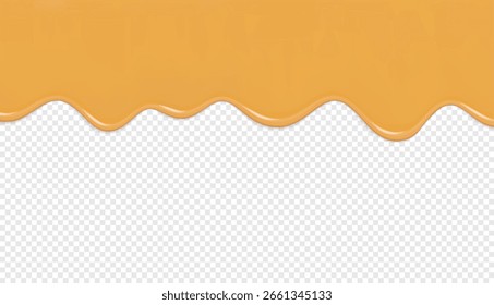 Abstract design with the effect of flowing yellow paint flowing on a transparent background, suitable for creativity, art and artistic design. 3D realistic vector background