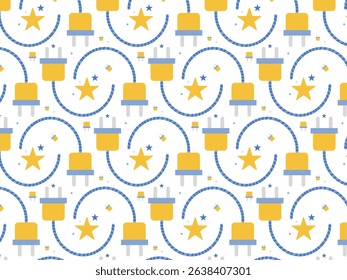 Abstract design of an electrical plug and star seamless background pattern