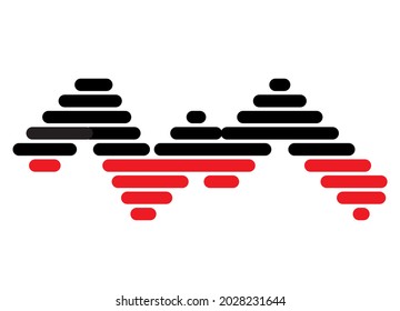 Abstract design element.
Black red a striped chart of the rise and fall of stocks. Modern vector background
