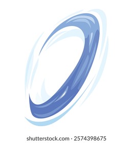 Abstract design element with blue circular shape rotating on white background