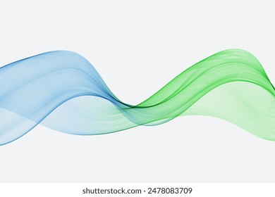 Abstract design element, blue-green wave, flow of curved lines.