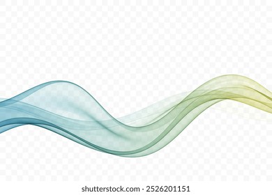 Abstraktes Design-Element, blau-grüne Welle, Fluss von gekrümmten Linien.