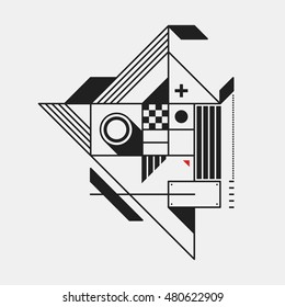 Abstract design element in constructivism style. Useful as print, illustration, poster or CD cover