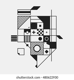 Abstract design element in constructivism style. Useful as print, illustration, poster or CD cover