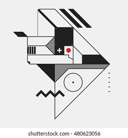Abstract design element in constructivism style. Useful as print, illustration, poster or CD cover