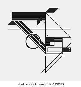 Abstract design element in constructivism style. Useful as print, illustration, poster or CD cover