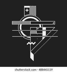 Abstract design element in constructivism style. Useful as print, illustration, poster or CD cover