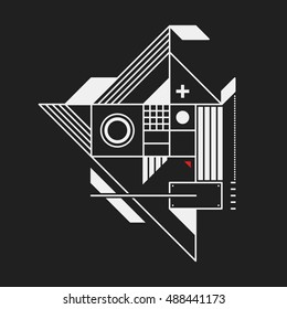 Abstract design element in constructivism style. Useful as print, illustration, poster or CD cover