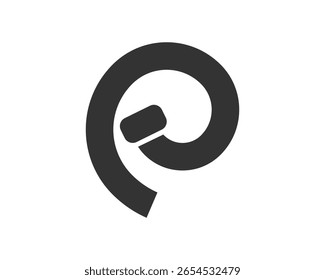 Elemento de design abstrato formando uma forma estilizada, curvada, perfeito para logotipos modernos ou conjuntos de ícones. Evoca conceitos como movimento, crescimento e simplicidade. Versátil para diversas identidades de marca.