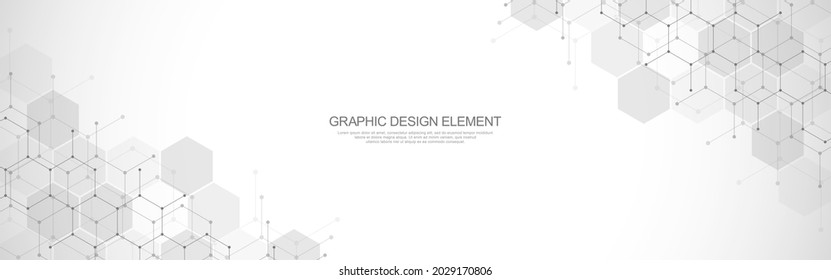 Abstraktes Design-Element mit geometrischem Hintergrund und hexagonenförmigen Mustern für Banner- oder Website-Header-Vorlage