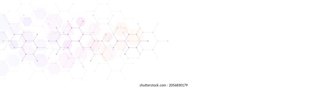 Abstract design element with geometric background and hexagons shape pattern for banner or website header template