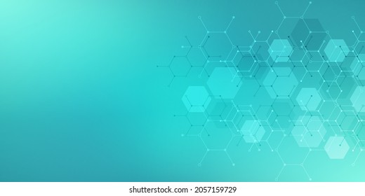 Abstract design element with geometric background and hexagons shape pattern