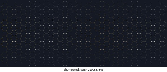 Elemento de diseño abstracto con fondo geométrico y patrón de forma hexagonal dorado. Ilustración del vector