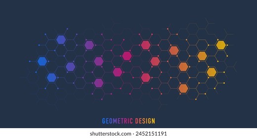 Abstract design element with geometric background of hexagons shape pattern