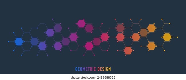 Abstract design element with geometric background of hexagons shape pattern