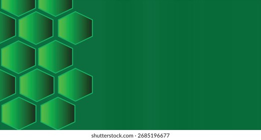 Abstract design element with geometric background of hexagons shape pattern green color, vector illustration.