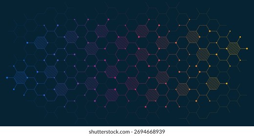Abstract design element with geometric background of hexagons shape pattern