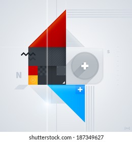 Abstract design element with glossy geometric shapes. Useful for digital compositions and layouts. EPS10