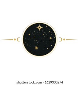 Abstract design element with golden stars. Vector illustration