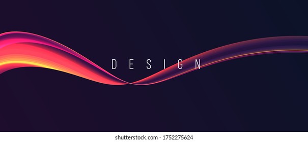 Abstract design element of gradient hot magma wave, smoth fluid shape, wallpaper cover, design copy