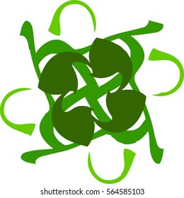 Abstract design element.  Green shape on white background.