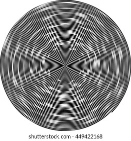 Abstract design element. Grunge background in circle. Spiral optical illusion.