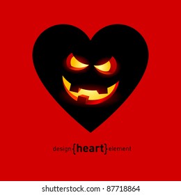 The Abstract design element heart with halloween smile