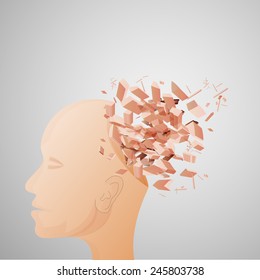 Abstract design element of human head on grey background.