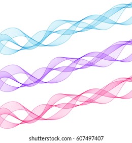 Abstract Design Element Isolated Wave Lines on White Backdrop. Set of Beautiful Decorative Design Elements for Background.