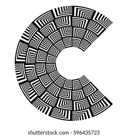 Abstraktes Design-Element. Buchstabe C Geometrisches Muster. Vektorkunst.
