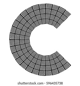 Elemento de diseño abstracto. Letra C. Patrón geométrico. Arte vectorial.