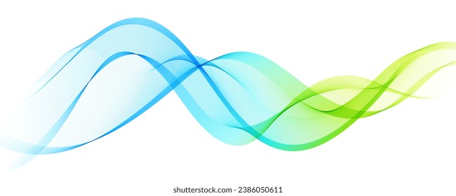 Abstract Design Element Light Blue and Green Transparent Wave Line Isolated on White Background. Creative Line Art for Design of Covers, Banners, Flyers, Cards.
